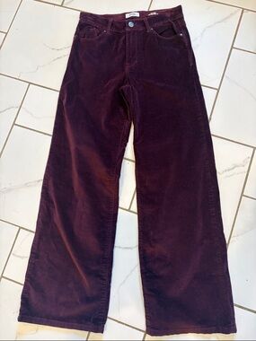 Kensie “Kaya” High-Rise Wide Leg Corduroy Pants in Plum - NWOT Sz 26/2